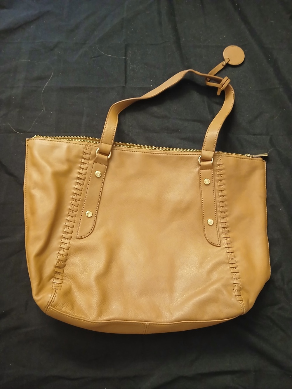Tommy Bahama Caramel Leather Tote with Gold Accents - Picture 2 of 11